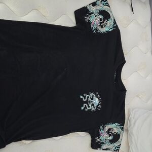 Embroidered Black Dragon Tee